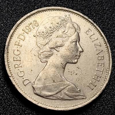 泉币菌-第107场-精品福利场 英国大镍币 英国1976年 10便士铜镍币 28.5mm 伊丽莎白二世女王 皇冠狮子