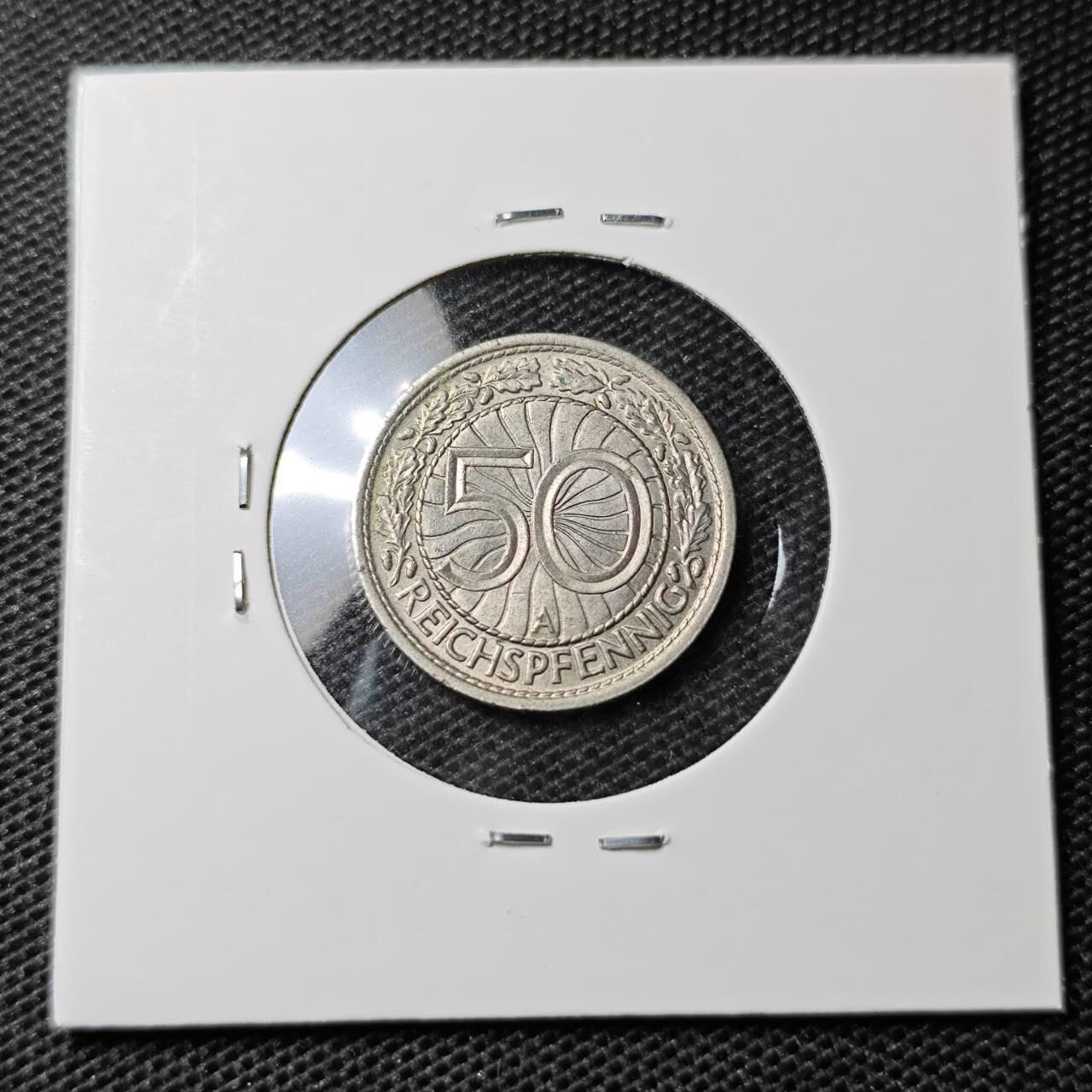 KK钱币收藏小铺 第335场 2月预留时间 周末发货 1927魏玛德国50芬尼 深打立体好品