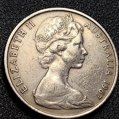 泉币菌-第107场-精品福利场 1967年英属澳大利亚20分 伊丽莎白女王  鸭嘴兽  28.5mm