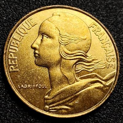 泉币菌-第107场-精品福利场 原铜光UNC 法国1996年20生丁铜币 玛丽安娜 入欧前末版 绝版
