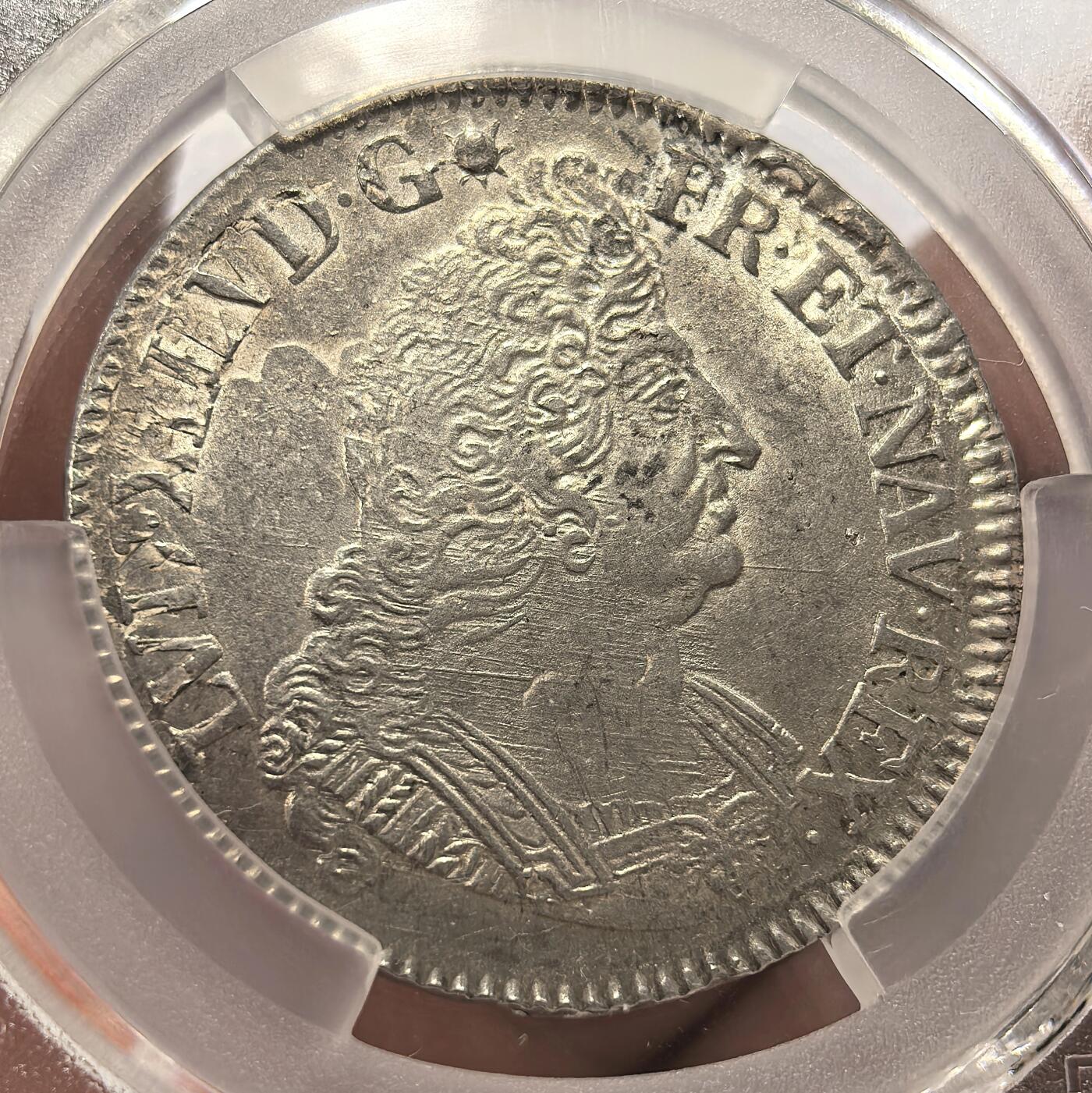 博洋堂世界钱币拍卖第139期（全场包邮） PCGS UNC 法国1694S（兰斯）路易十四1/2埃居银币 原光品