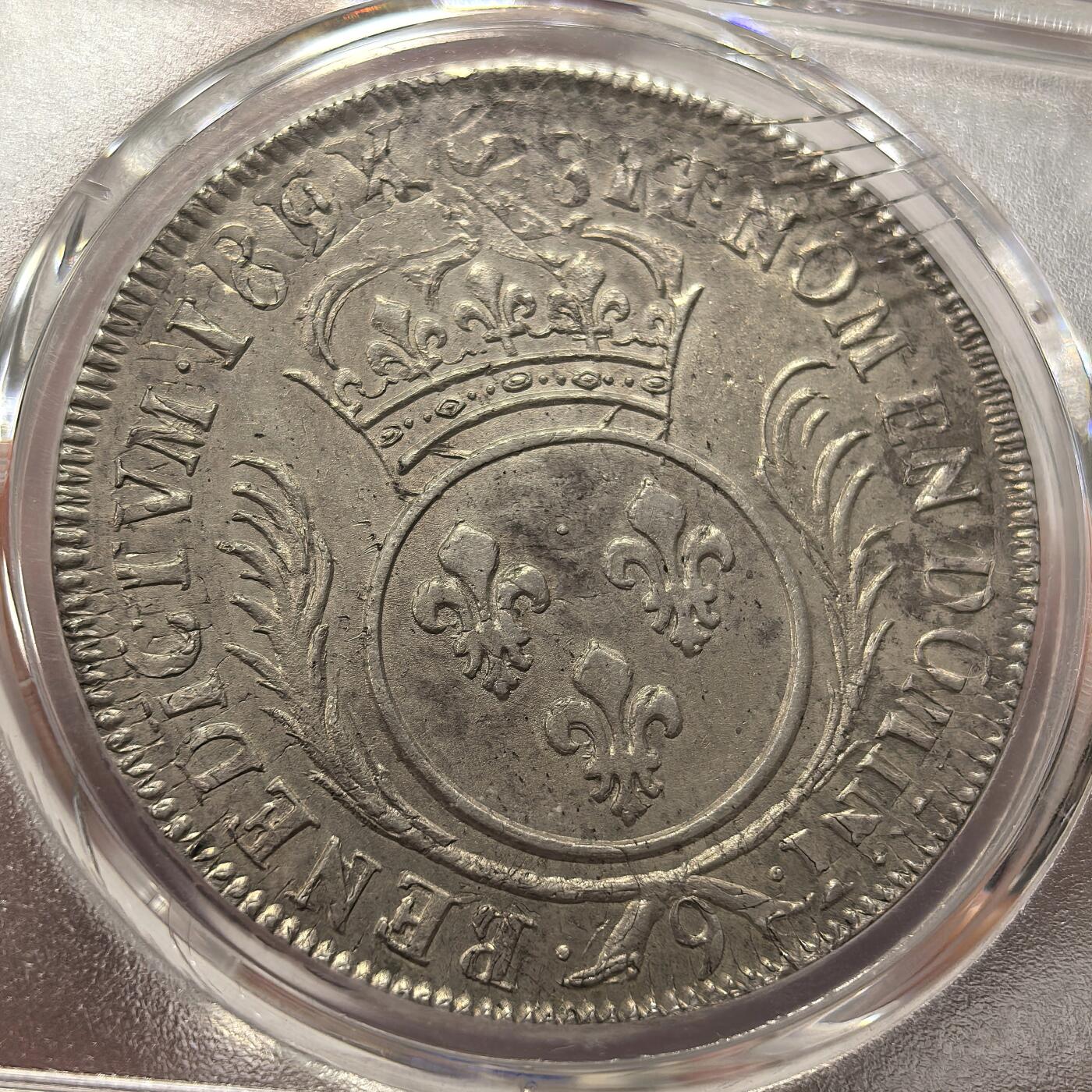 博洋堂世界钱币拍卖第139期（全场包邮） PCGS AU 法国1693-9（雷恩）路易十四埃居大银 打制到位 欧陆灰彩