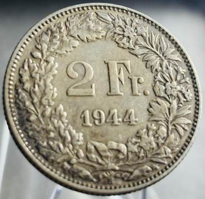 文馨钱币收藏第 271 场， 长期接收代拍品 - 少见好品 1944 年瑞士二战时期 2 法郎银币