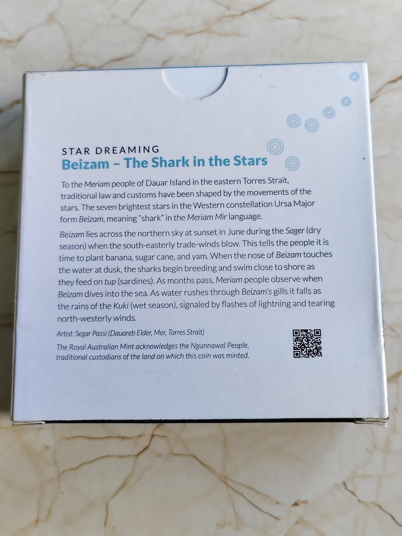 第175期拍卖【长期征集拍品】 澳大利亚2021年梦幻星空鲨鱼座半盎司彩银币，999银，发行量5000枚，有白点、