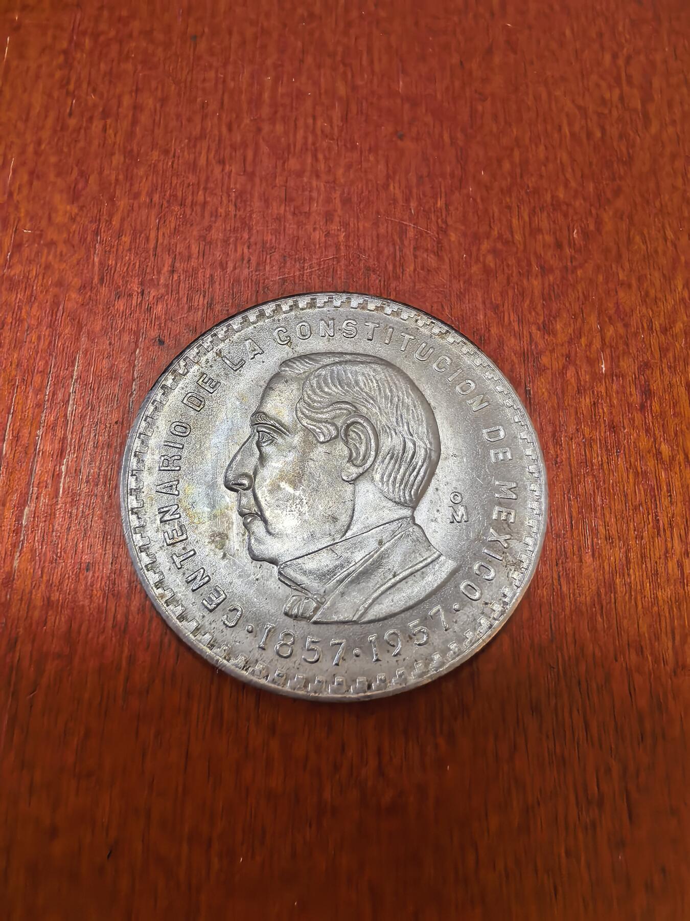 长老汇蛇年精选第四十五场拍卖 1957墨西哥宪法百年5比索银币，墨西哥城造币厂，未流通