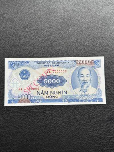 桂P钱币文化工作室拍卖第四十一期 - 越南1991年版5000盾票样，潜力品种，值得入藏