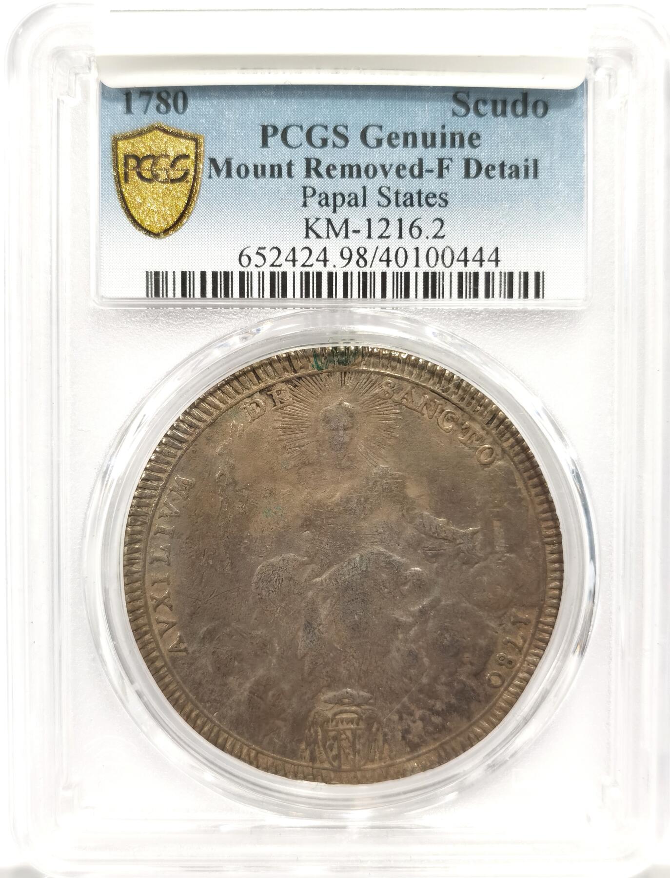 博洋堂世界钱币拍卖第139期（全场包邮） PCGS F Details 教皇国1780年庇护六世1SCUDO大银