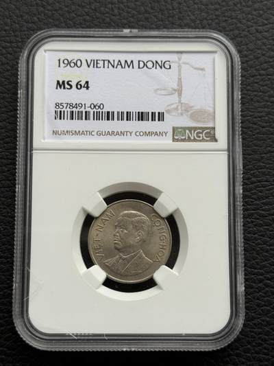 桂P钱币文化工作室拍卖第四十一期 - 南越共和国1960年吴庭艳头像1盾，NGC评级64分，品种虽然普通，但是有这样品相也是很难得的