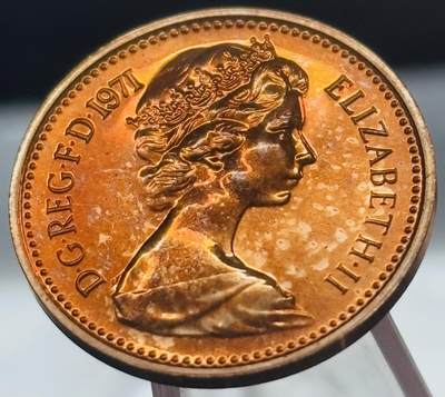 文馨钱币收藏第 271 场， 长期接收代拍品 - 少见全新未流通 1971 年英国货币改革十进制首版 1/2 便士精制币