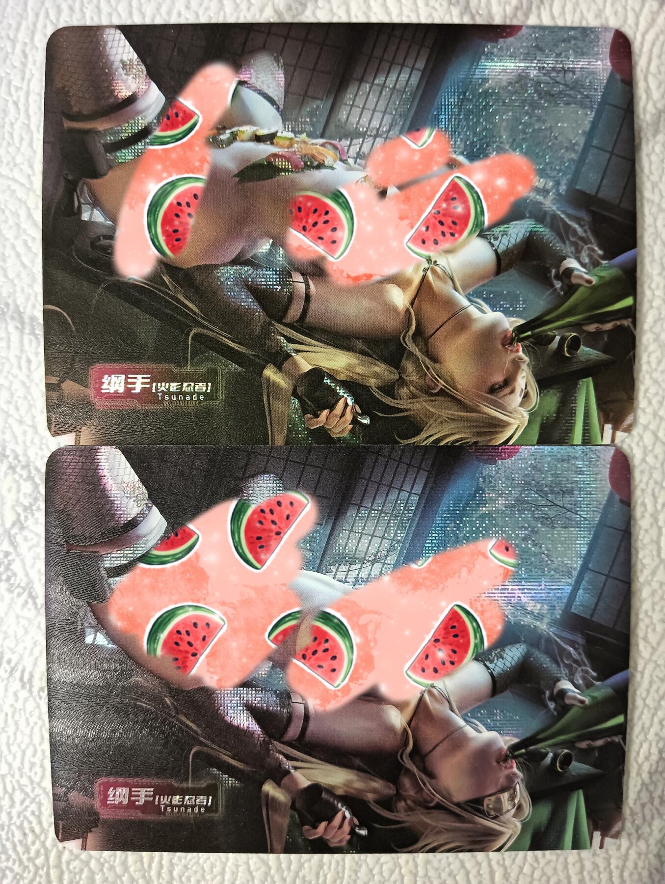 花开卡拍第38期（9月14号周日截拍，品控勿拍!!!拍品不寄存，运费5元，自制卡难免瑕疵，可能存在轻微撞角爆边等出厂瑕疵，品控介意勿拍！） Acg艺术对卡 纲手纱布闪2张