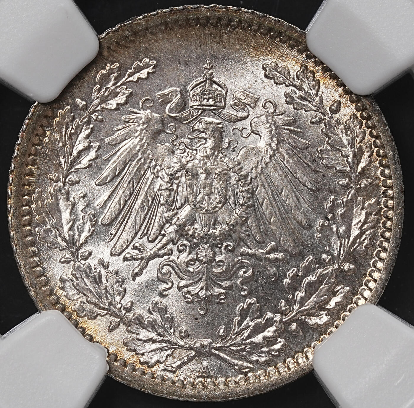 修遠堂世界钱币第八十四期 NGC MS65 1917年德国1/2马克银币 A厂铭