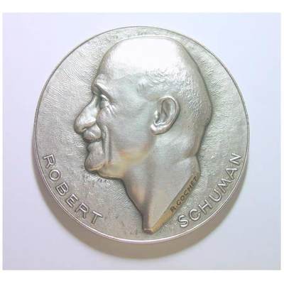 【艺术】法国艺术大章 欧盟之父舒曼 高浮雕精制超大镀银章 70MM 185克 - 【艺术】法国艺术大章 欧盟之父舒曼 高浮雕精制超大镀银章 70MM 185克