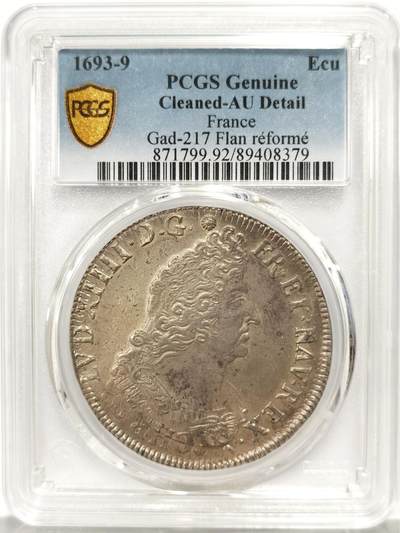博洋堂世界钱币拍卖第139期（全场包邮） - PCGS AU 法国1693-9（雷恩）路易十四埃居大银 打制到位 欧陆灰彩