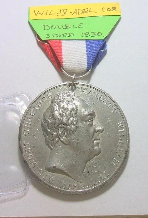 英国1830年 威廉四世继任国王高浮雕大合金章 带绶带 53MM