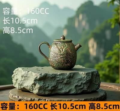 卢普澎老岩泥壶具专场 - 卢普澎老师青苔绿老岩泥祥云壶