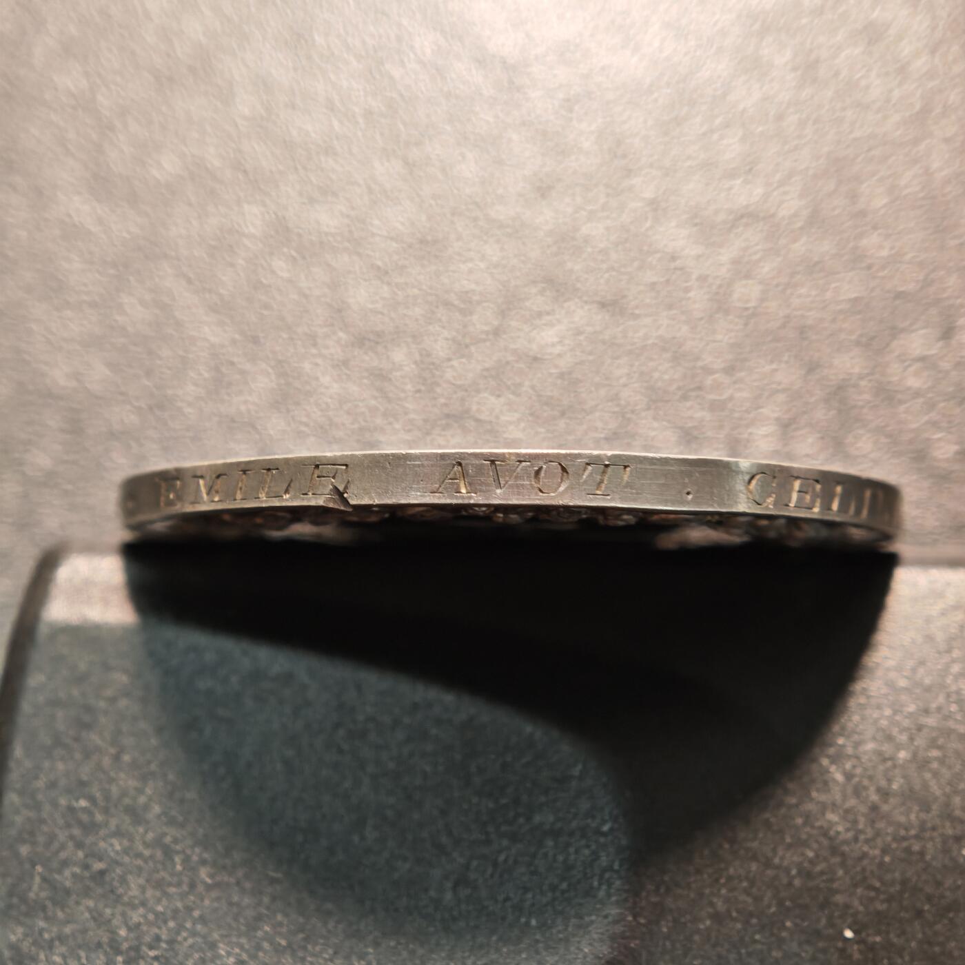 【德藏】世界币章拍卖第146期（拍品征集中~欢迎藏友联系） 1872年(刻字) 法国结婚纪念银章 蜜蜂边铭 刻字精美 淡包浆 直径约：39.5mm；重约：25g