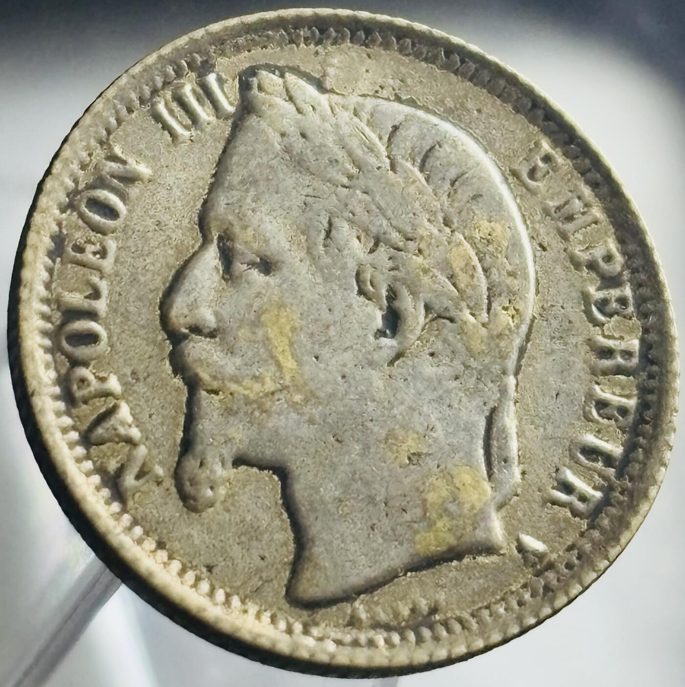 文馨钱币收藏第 271 场， 长期接收代拍品 少见好品 1869 年法国拿破仑三世 1 法郎银币，第二版本 A 版