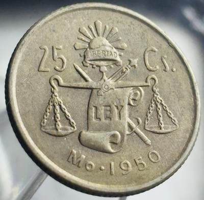 文馨钱币收藏第 271 场， 长期接收代拍品 - 早期好品 1950 年墨西哥 25 分天平银币