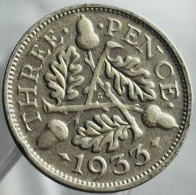 文馨钱币收藏第 271 场， 长期接收代拍品 - 1933 年英国乔治五世 3 便士银币，第五版 500 银