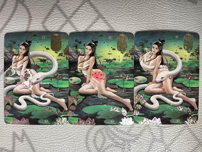 花开卡拍第38期（9月14号周日截拍，品控勿拍!!!拍品不寄存，运费5元，自制卡难免瑕疵，可能存在轻微撞角爆边等出厂瑕疵，品控介意勿拍！） - 青鸾殿 磨镜系列 小白 3张 钻闪三渐变