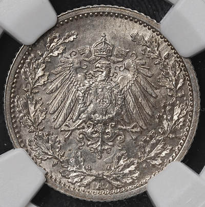 修遠堂世界钱币第八十四期 - NGC MS65 1918年德国1/2马克银币 A厂铭