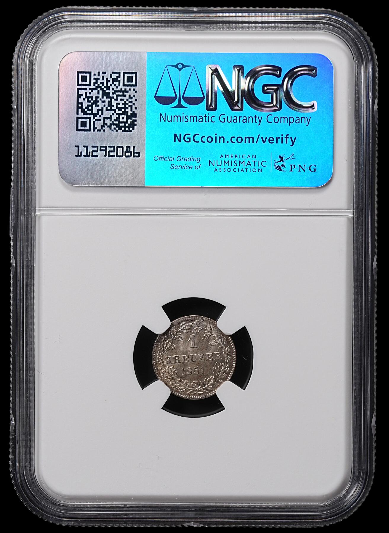 修遠堂世界钱币第八十四期 NGC MS64 1851年符腾堡1克鲁泽银币