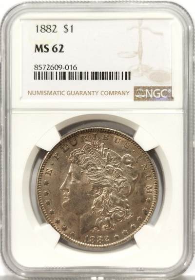 博洋堂世界钱币拍卖第139期（全场包邮） - NGC MS62 美国1882年摩根女神大银元，个人玩家送评严评，双面性感淡黄油包浆，双面车轮转光，底板清爽干净，字口全深打，摩根女神发丝根根缕缕分明清晰，白头海雕胸毛爆满，翅膀细节犀利割手，品相状态总体在线