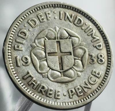 文馨钱币收藏第 271 场， 长期接收代拍品 - 1938 年英国乔治六世 3 便士银币，首发版