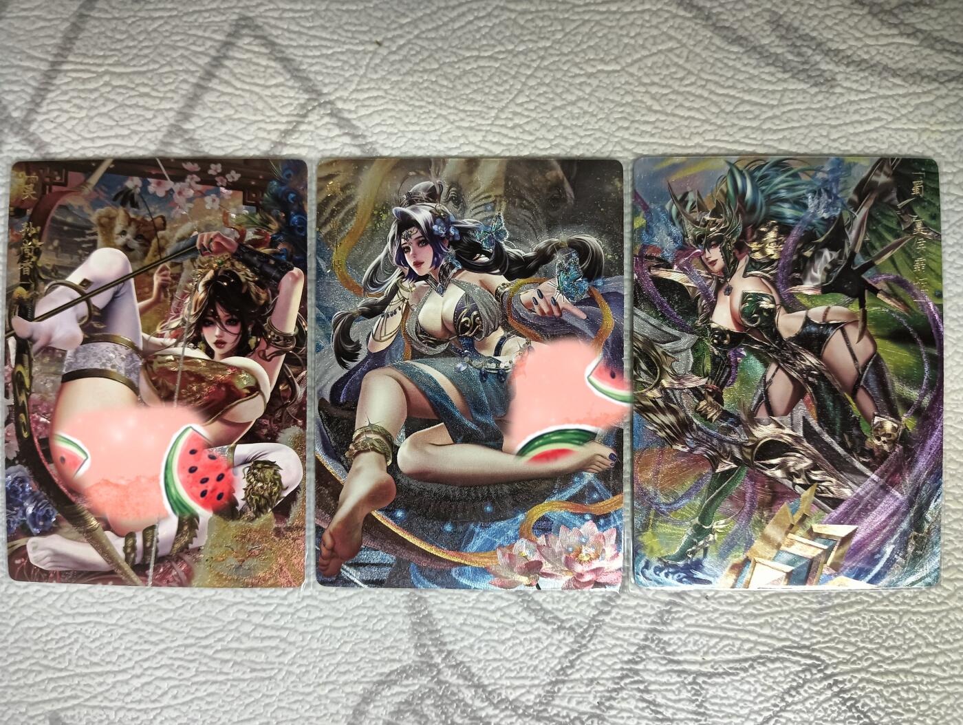 花开卡拍第38期（9月14号周日截拍，品控勿拍!!!拍品不寄存，运费5元，自制卡难免瑕疵，可能存在轻微撞角爆边等出厂瑕疵，品控介意勿拍！） 卡玩帕克 魂姬三国 粗闪3张