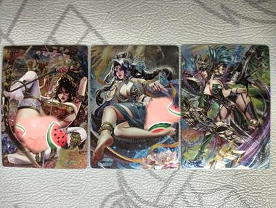 花开卡拍第38期（9月14号周日截拍，品控勿拍!!!拍品不寄存，运费5元，自制卡难免瑕疵，可能存在轻微撞角爆边等出厂瑕疵，品控介意勿拍！） - 卡玩帕克 魂姬三国 粗闪3张