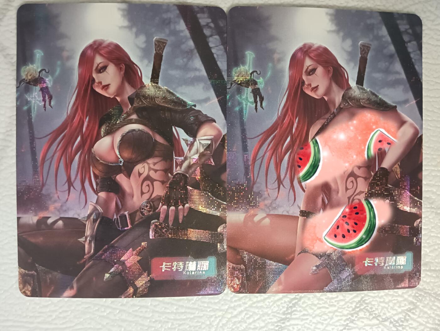 花开卡拍第38期（9月14号周日截拍，品控勿拍!!!拍品不寄存，运费5元，自制卡难免瑕疵，可能存在轻微撞角爆边等出厂瑕疵，品控介意勿拍！） Acg艺术对卡 卡特琳娜 纱布闪2张