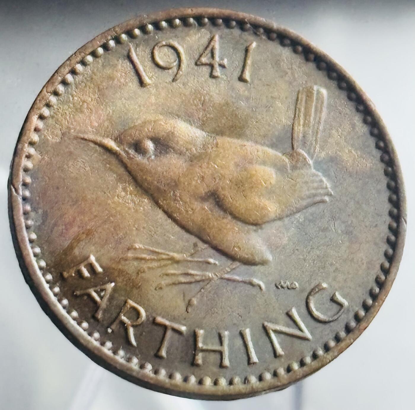 文馨钱币收藏第 271 场， 长期接收代拍品 1941 年英国乔治六世法新铜币