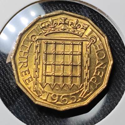 KK钱币收藏小铺 套币专场 2月预留时间 周末发货 -  1965英国3便士铜币 好品