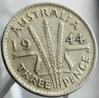 文馨钱币收藏第 271 场， 长期接收代拍品 - 1944 年英属澳大利亚乔治六世 3 便士银币 首发 S 版关门年 925 高银版