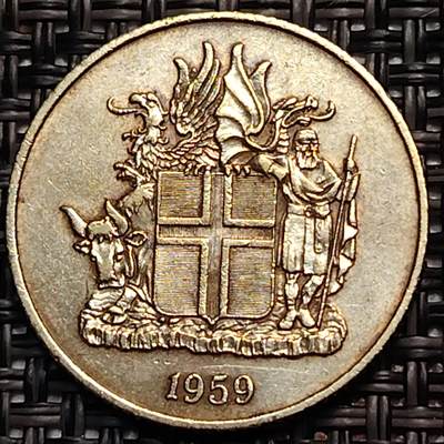 布加迪🐬～世界钱币(上海)🌾第 242 期 /  各国套币和散币 - 冰岛🇮🇸 1959年 1克朗