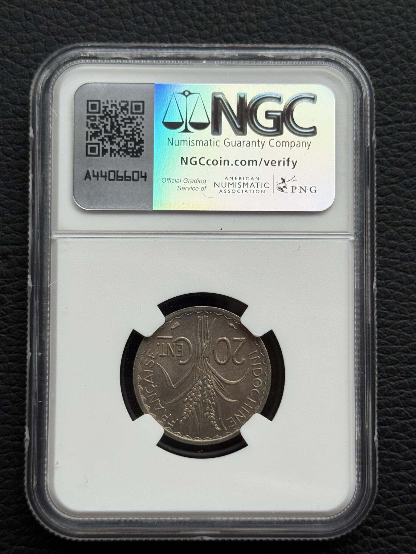 桂P钱币文化工作室拍卖第四十一期 法属印支1939年20分镍币，NGC评级64分