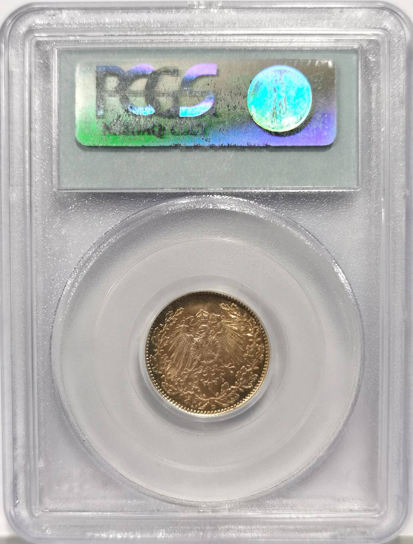 博洋堂世界钱币拍卖第139期（全场包邮） PCGS MS66 德国第二帝国1918年D版1/2马克银币