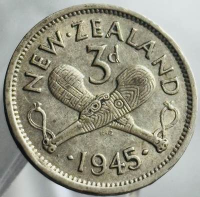 文馨钱币收藏第 271 场， 长期接收代拍品 - 1945 年英属新西兰乔治六世 3 便士银币，500 银