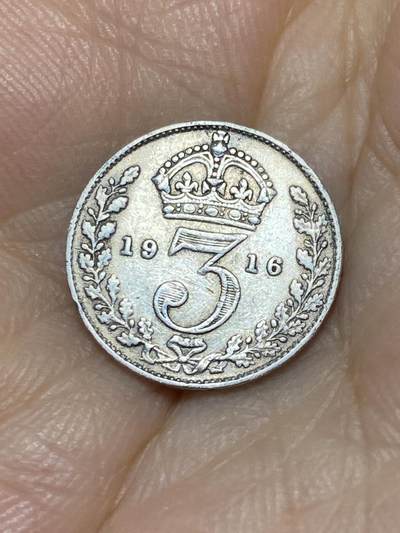 2025年第九十场(总第一百一十六场）外国好品散币(免佣金) - 英国🇬🇧1916年3便士银币(乔治五世第一版，925高银)