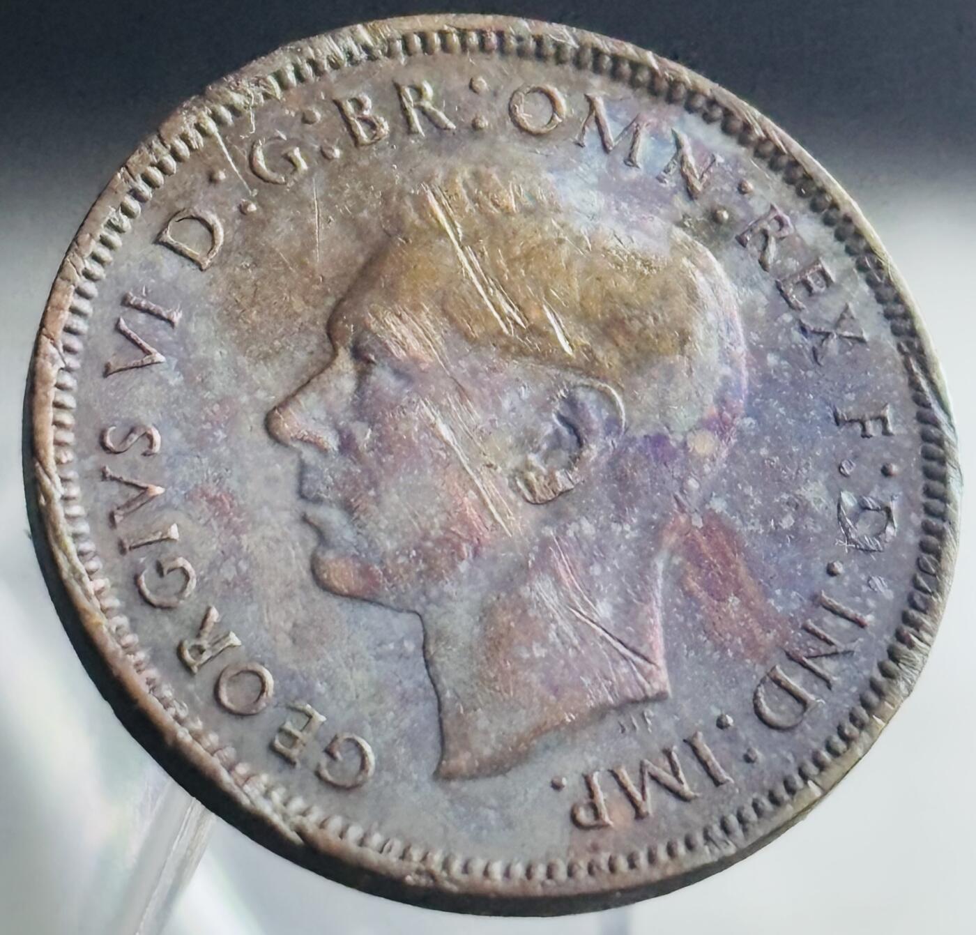 文馨钱币收藏第 271 场， 长期接收代拍品 1941 年英国乔治六世法新铜币