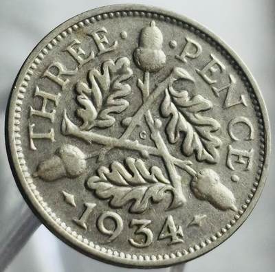 文馨钱币收藏第 271 场， 长期接收代拍品 - 1934 年英国乔治五世 3 便士银币，第四版 500 银