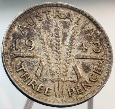 文馨钱币收藏第 271 场， 长期接收代拍品 - 1943 年英属澳大利亚乔治六世 3 便士银币，首版 925 高银版
