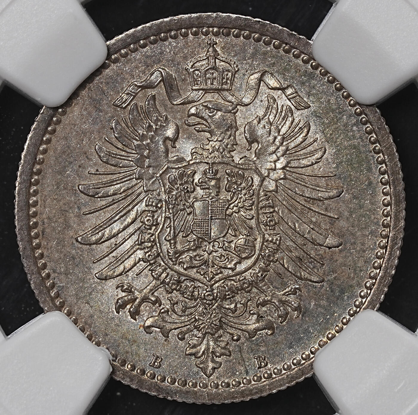 修遠堂世界钱币第八十四期 NGC MS62 1876年德国50芬尼银币 B厂铭