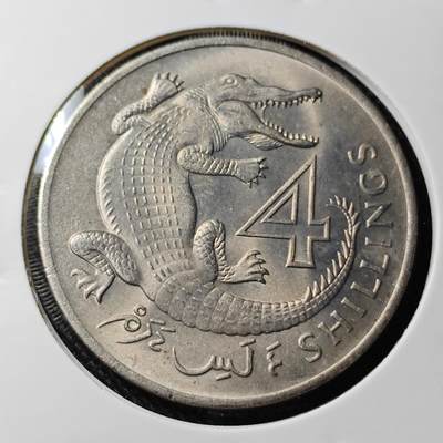 KK钱币收藏小铺 套币专场 2月预留时间 周末发货 -  1966英属冈比亚4先令 鳄鱼 好品