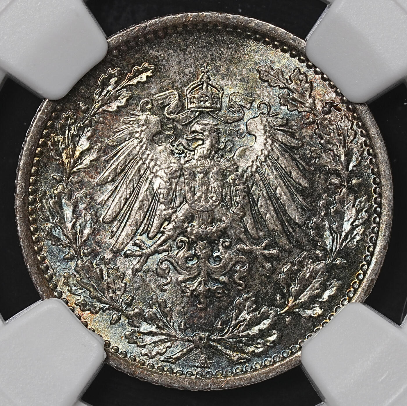 修遠堂世界钱币第八十四期 NGC MS64 1916年德国1/2马克银币 A厂铭