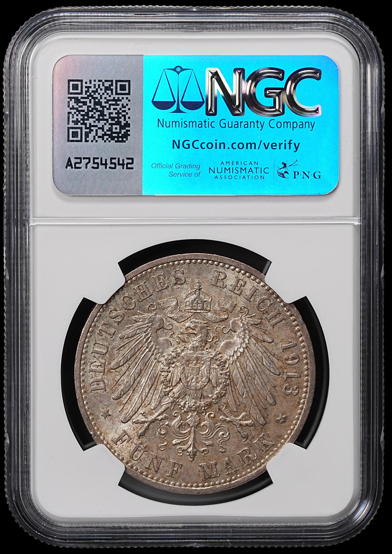 修遠堂世界钱币第八十四期 NGC MS62 1913年普鲁士军装5马克大银币