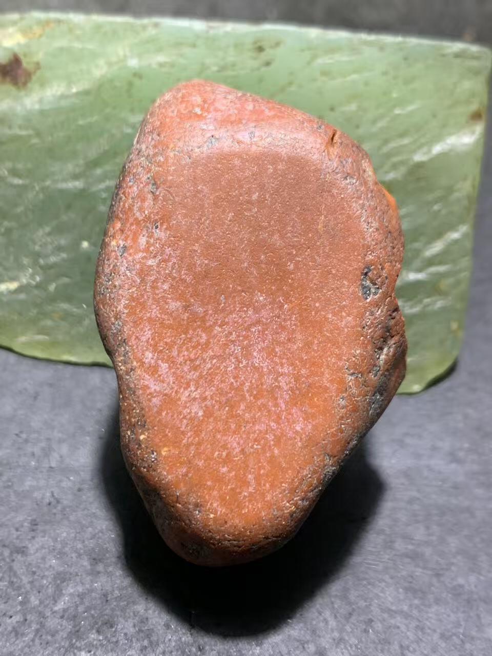 精美柿子红皮开窗千层纹冻料南红玛瑙原石一颗