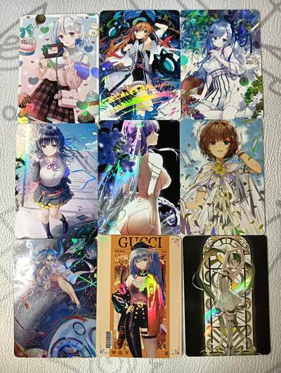 花开卡拍第38期（9月14号周日截拍，品控勿拍!!!拍品不寄存，运费5元，自制卡难免瑕疵，可能存在轻微撞角爆边等出厂瑕疵，品控介意勿拍！） - 萌妹同人彩闪 9张