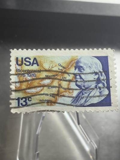 文馨钱币收藏第 271 场， 长期接收代拍品 - 美国邮票，1976年独立两百年纪念，富兰克林 13 分邮票