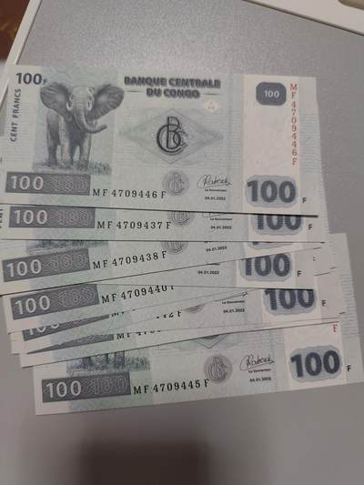 刀拆刚果100法郎10张稀有 - 刀拆刚果100法郎10张稀有
